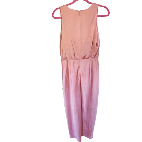Ted Baker Wrap Front Twist Pink Midi Dress Adjustable Neckline Size 2 Cocktail - Picture 12 of 14